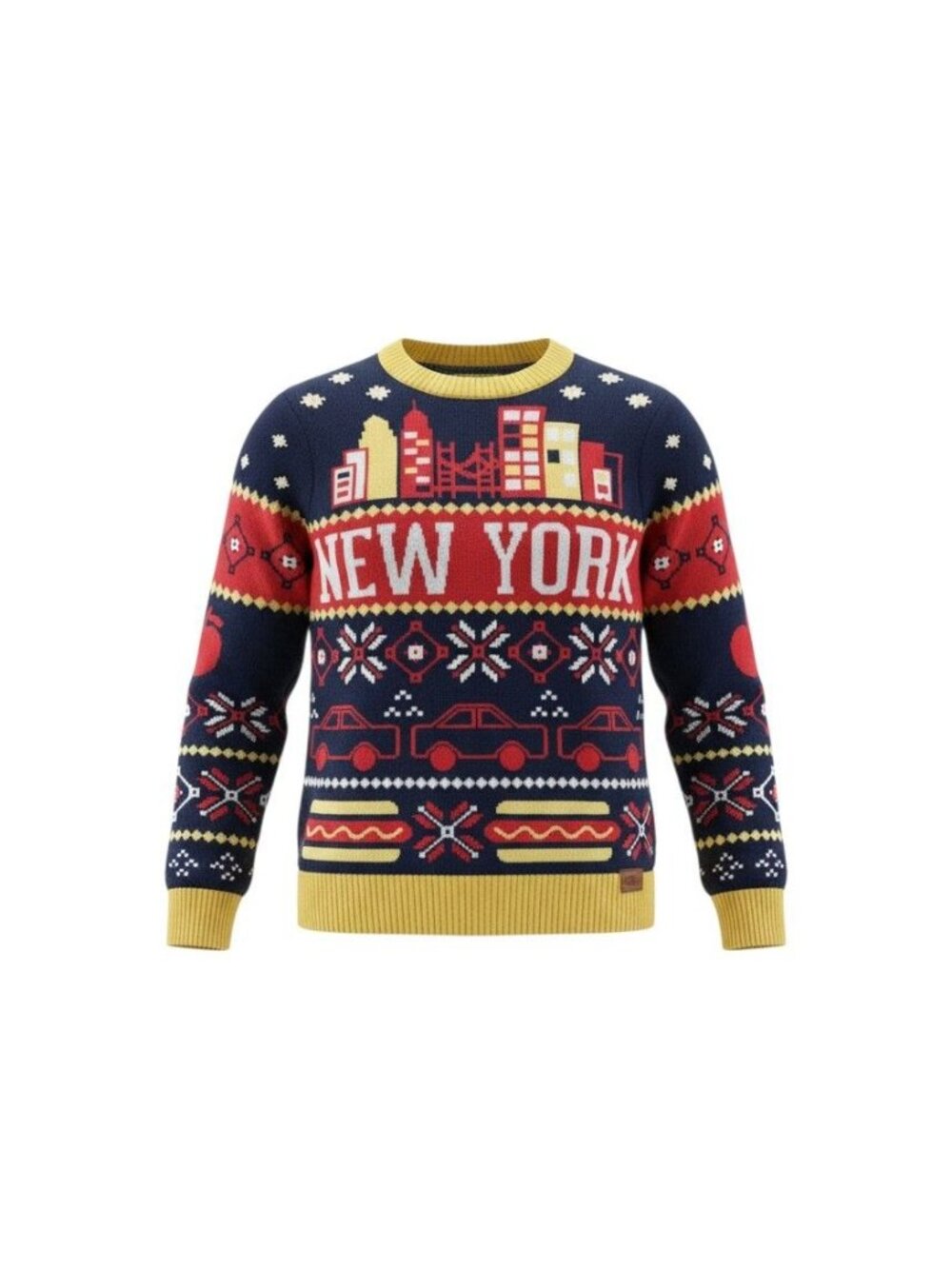 New York Themed Tipsy Elves Sweater Large Navy Red Holiday